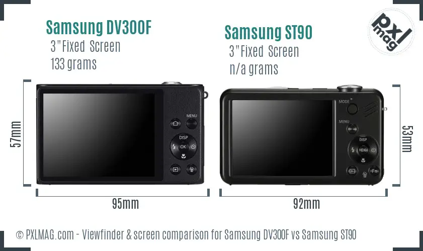 Samsung DV300F vs Samsung ST90 Screen and Viewfinder comparison