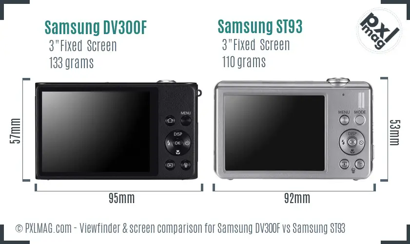 Samsung DV300F vs Samsung ST93 Screen and Viewfinder comparison