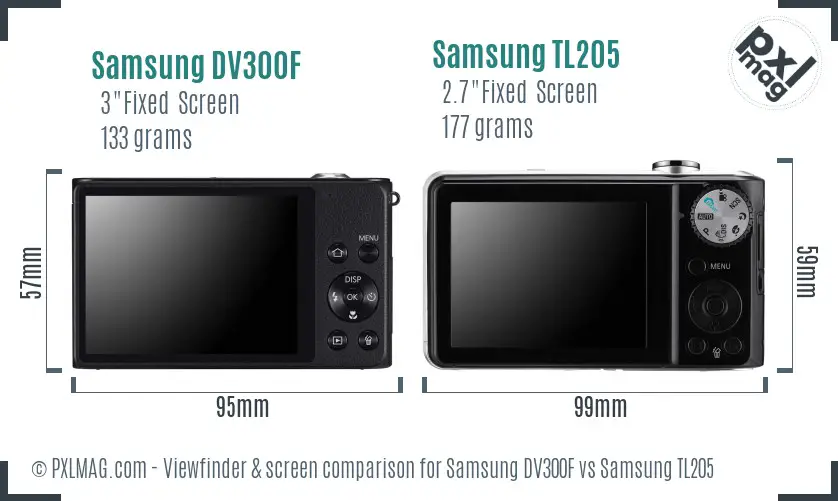 Samsung DV300F vs Samsung TL205 Screen and Viewfinder comparison Samsung DV300F vs Samsung TL205 Screen and Viewfinder comparison
