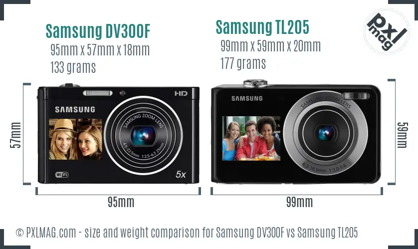 Samsung DV300F vs Samsung TL205 size comparison Samsung DV300F vs Samsung TL205 size comparison