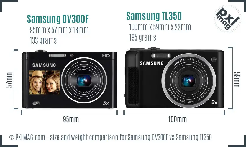 Samsung DV300F vs Samsung TL350 size comparison