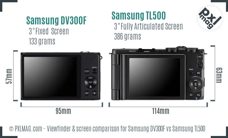 Samsung DV300F vs Samsung TL500 Screen and Viewfinder comparison