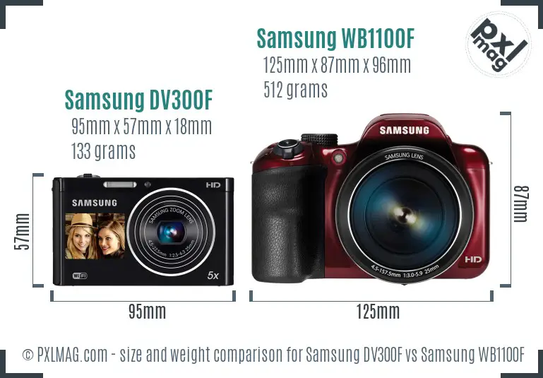 Samsung DV300F vs Samsung WB1100F size comparison