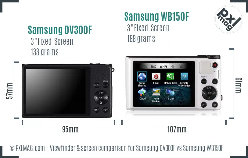 Samsung DV300F vs Samsung WB150F Screen and Viewfinder comparison