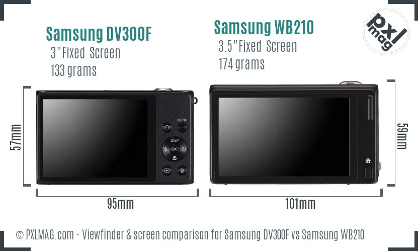 Samsung DV300F vs Samsung WB210 Screen and Viewfinder comparison