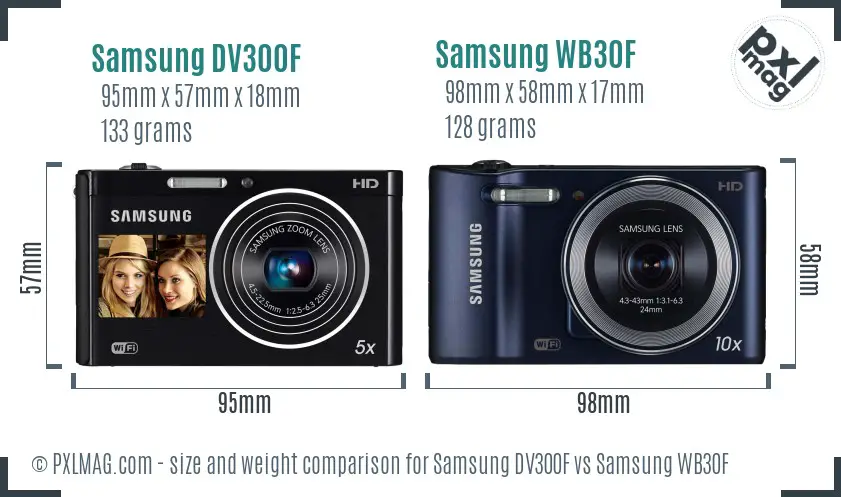 Samsung DV300F vs Samsung WB30F size comparison