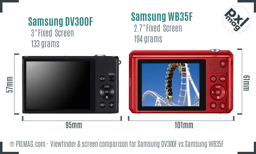 Samsung DV300F vs Samsung WB35F Screen and Viewfinder comparison