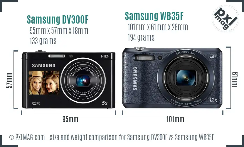 Samsung DV300F vs Samsung WB35F size comparison