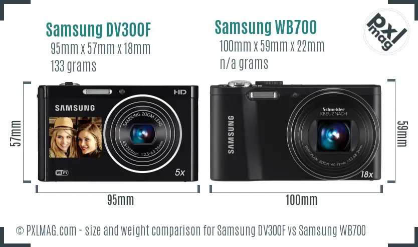 Samsung DV300F vs Samsung WB700 size comparison