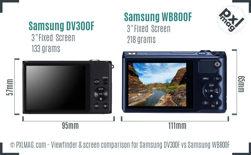Samsung DV300F vs Samsung WB800F Screen and Viewfinder comparison