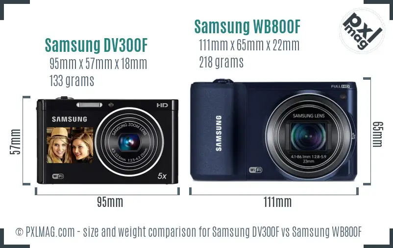 Samsung DV300F vs Samsung WB800F size comparison