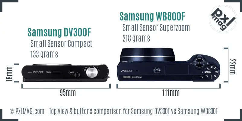 Samsung DV300F vs Samsung WB800F top view buttons comparison