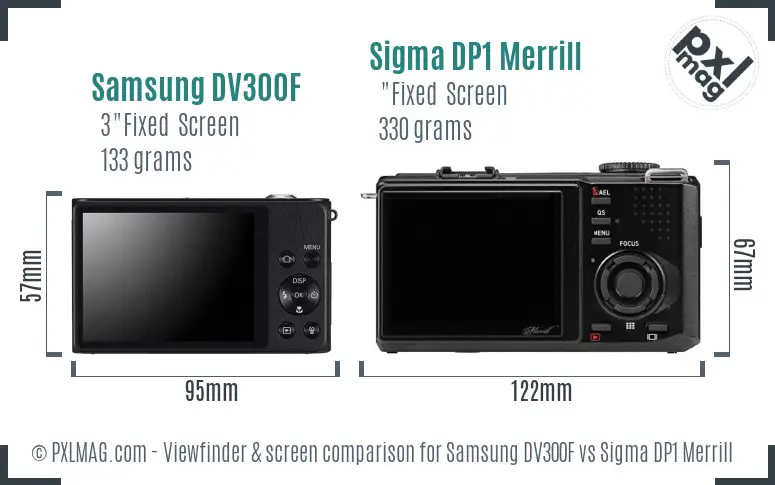 Samsung DV300F vs Sigma DP1 Merrill Screen and Viewfinder comparison