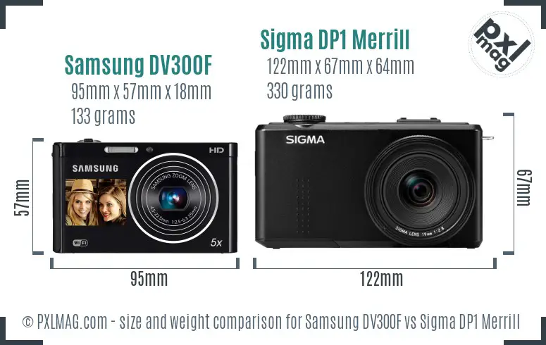 Samsung DV300F vs Sigma DP1 Merrill size comparison