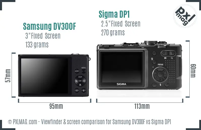 Samsung DV300F vs Sigma DP1 Screen and Viewfinder comparison