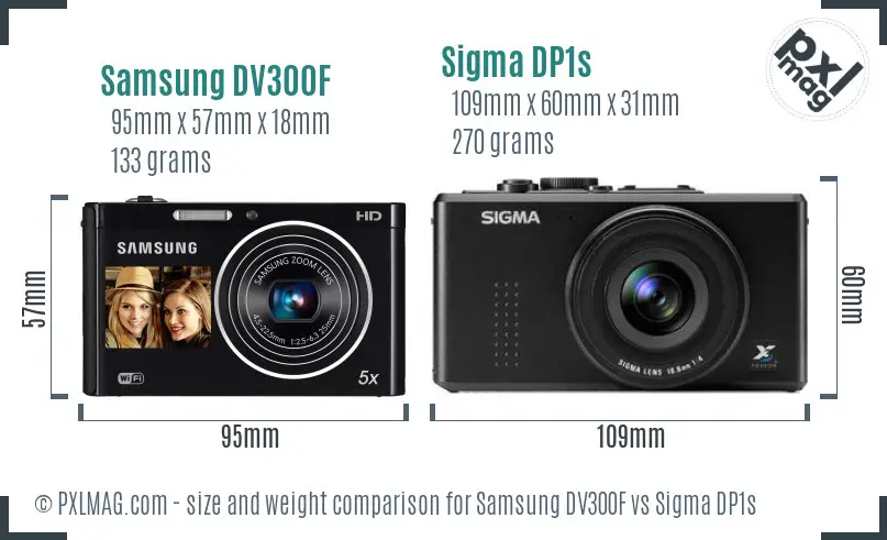 Samsung DV300F vs Sigma DP1s size comparison