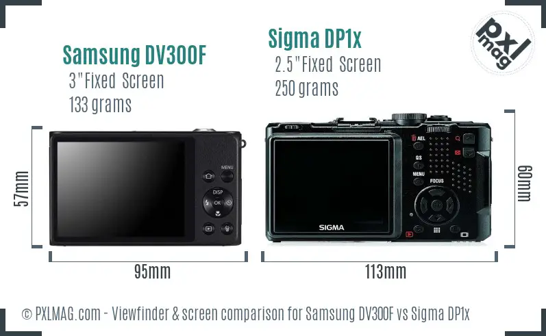 Samsung DV300F vs Sigma DP1x Screen and Viewfinder comparison