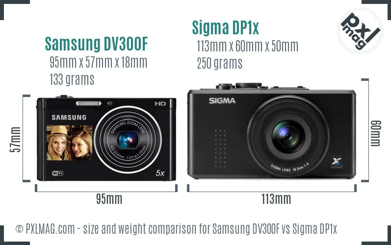 Samsung DV300F vs Sigma DP1x size comparison