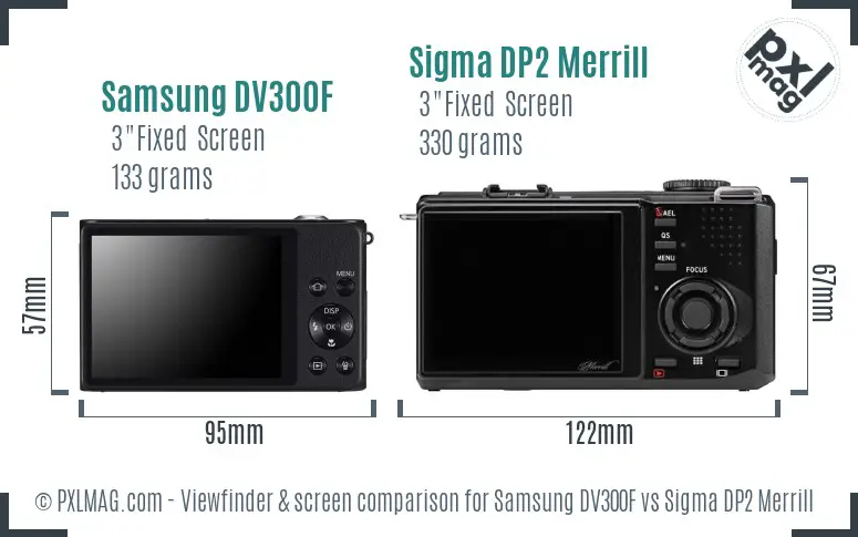 Samsung DV300F vs Sigma DP2 Merrill Screen and Viewfinder comparison