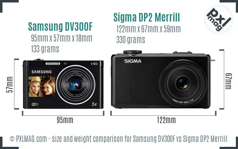 Samsung DV300F vs Sigma DP2 Merrill size comparison