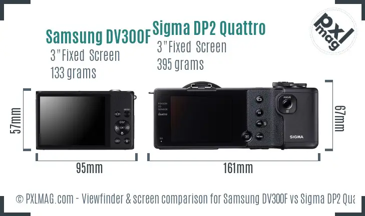 Samsung DV300F vs Sigma DP2 Quattro Screen and Viewfinder comparison