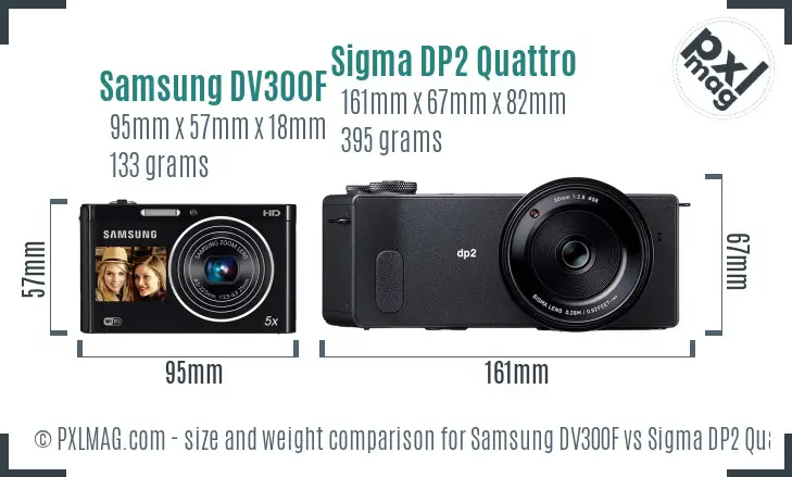 Samsung DV300F vs Sigma DP2 Quattro size comparison