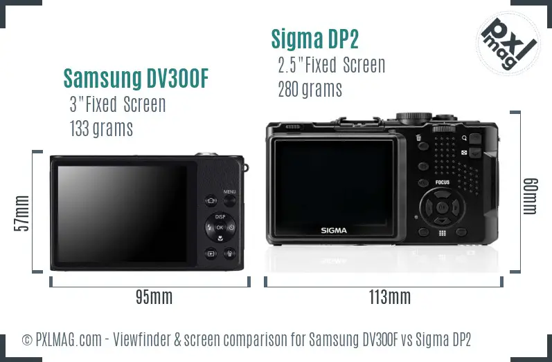 Samsung DV300F vs Sigma DP2 Screen and Viewfinder comparison