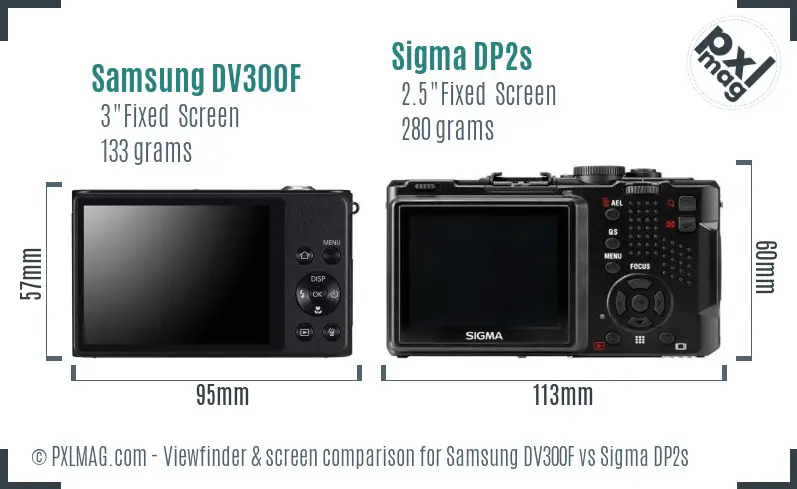 Samsung DV300F vs Sigma DP2s Screen and Viewfinder comparison