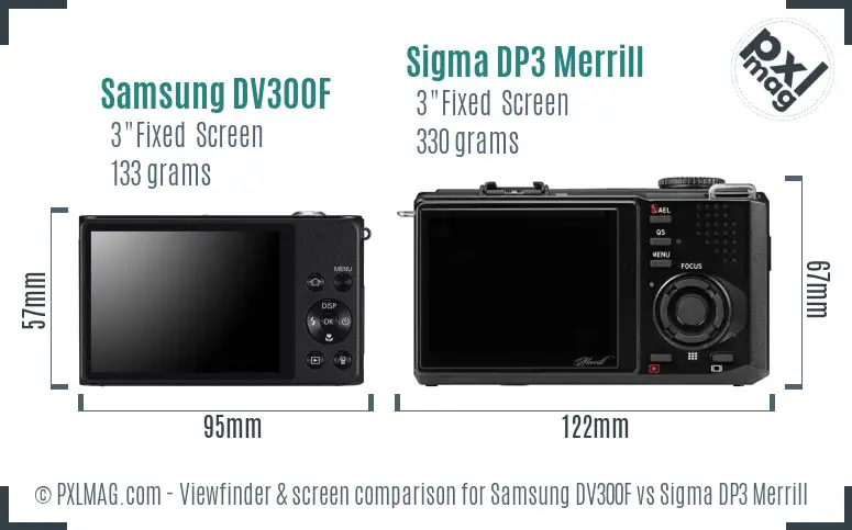 Samsung DV300F vs Sigma DP3 Merrill Screen and Viewfinder comparison