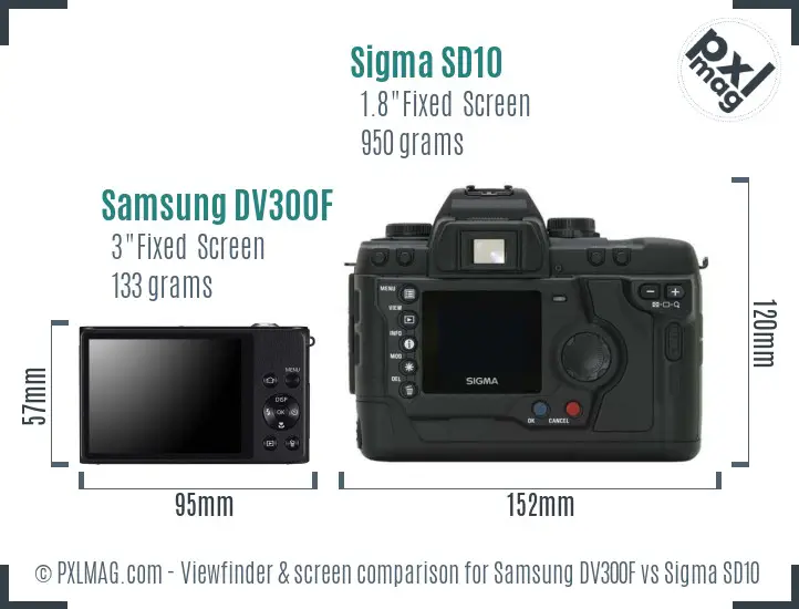 Samsung DV300F vs Sigma SD10 Screen and Viewfinder comparison