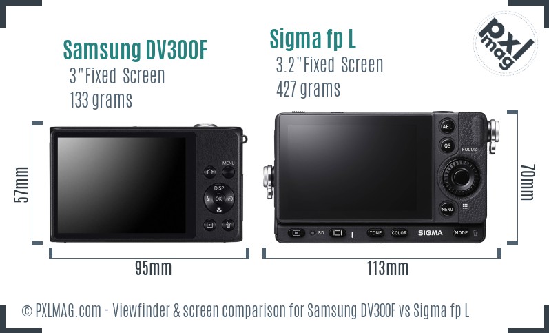 Samsung DV300F vs Sigma fp L Screen and Viewfinder comparison