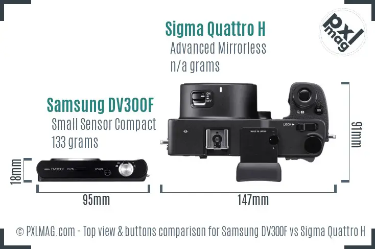 Samsung DV300F vs Sigma Quattro H top view buttons comparison