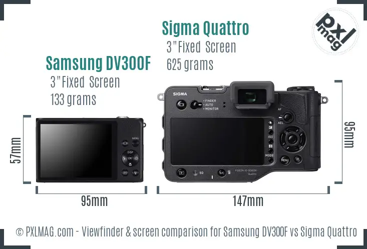 Samsung DV300F vs Sigma Quattro Screen and Viewfinder comparison