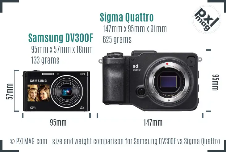 Samsung DV300F vs Sigma Quattro size comparison