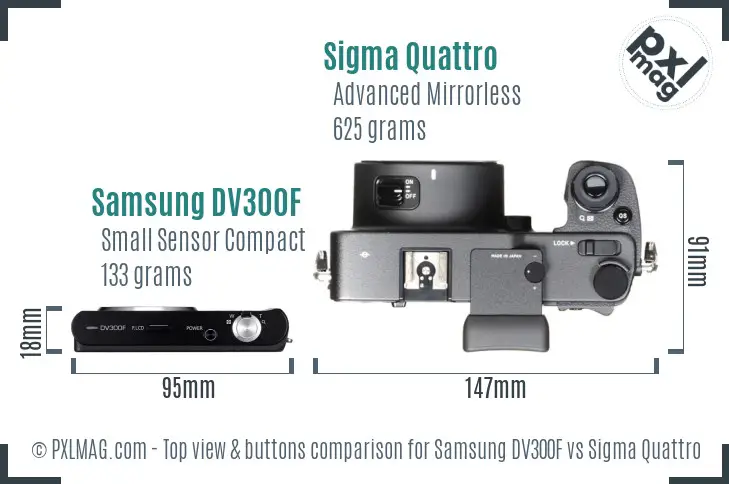 Samsung DV300F vs Sigma Quattro top view buttons comparison