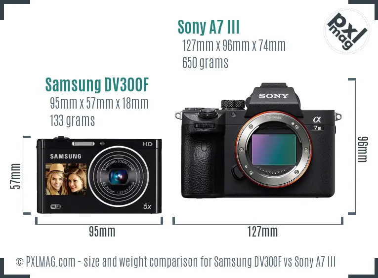 Samsung DV300F vs Sony A7 III size comparison