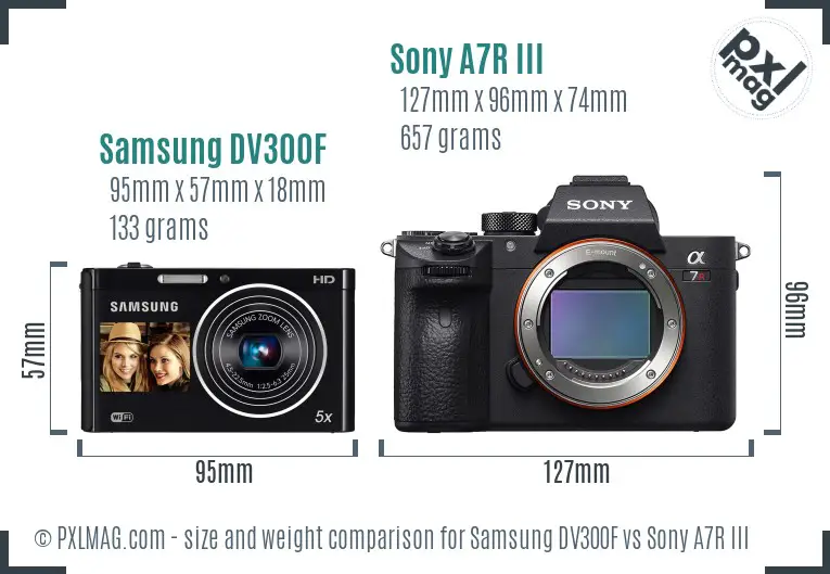 Samsung DV300F vs Sony A7R III size comparison