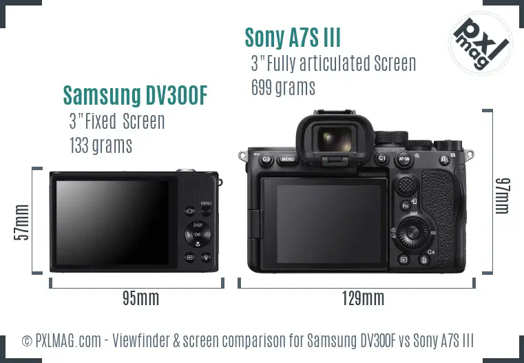 Samsung DV300F vs Sony A7S III Screen and Viewfinder comparison