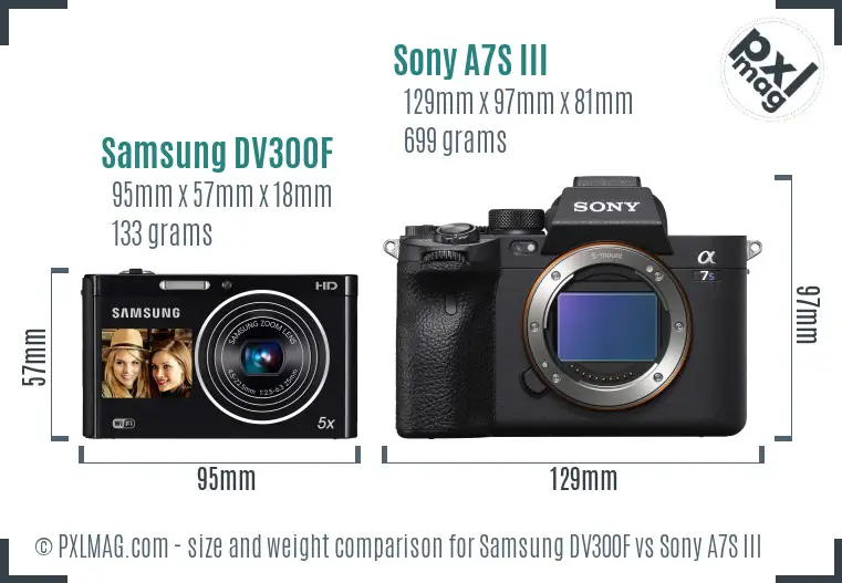 Samsung DV300F vs Sony A7S III size comparison