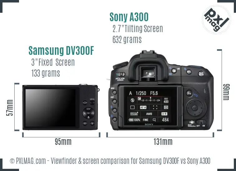 Samsung DV300F vs Sony A300 Screen and Viewfinder comparison