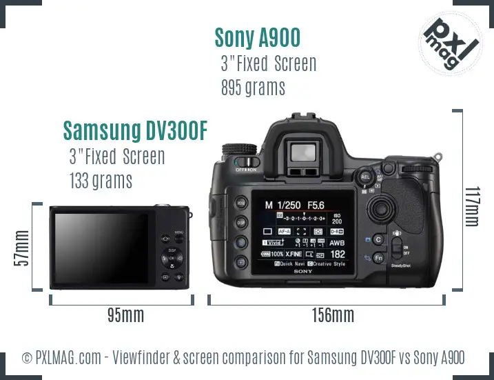 Samsung DV300F vs Sony A900 Screen and Viewfinder comparison