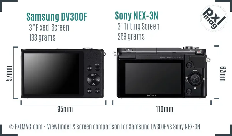 Samsung DV300F vs Sony NEX-3N Screen and Viewfinder comparison