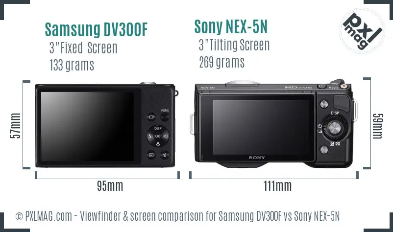 Samsung DV300F vs Sony NEX-5N Screen and Viewfinder comparison