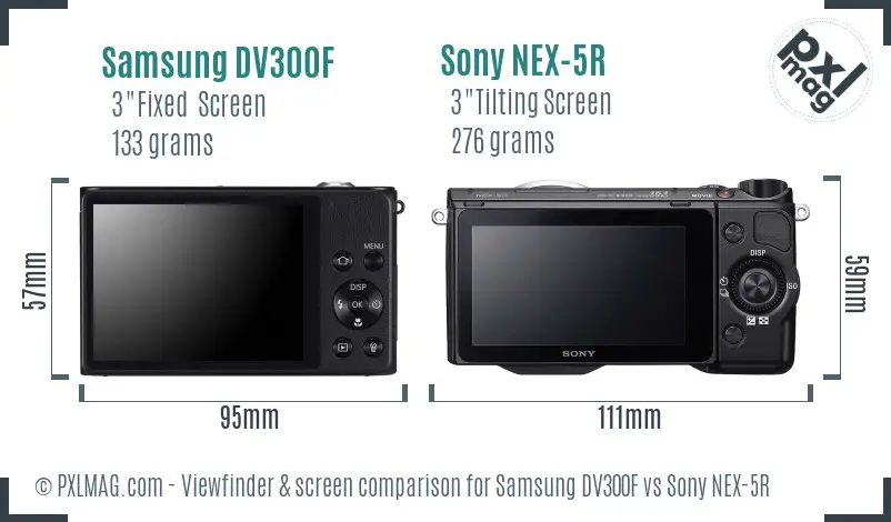 Samsung DV300F vs Sony NEX-5R Screen and Viewfinder comparison