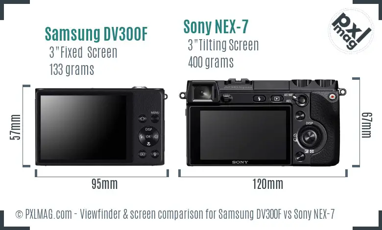 Samsung DV300F vs Sony NEX-7 Screen and Viewfinder comparison