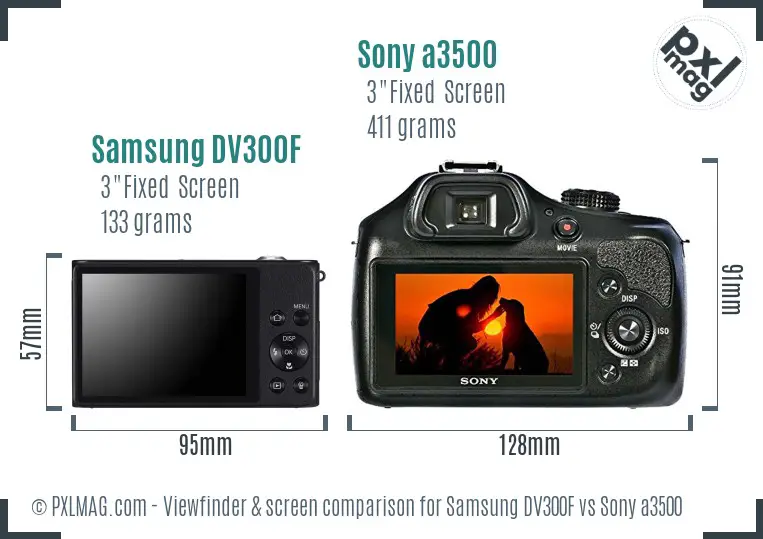 Samsung DV300F vs Sony a3500 Screen and Viewfinder comparison