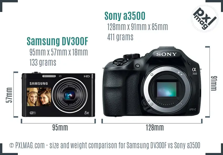 Samsung DV300F vs Sony a3500 size comparison