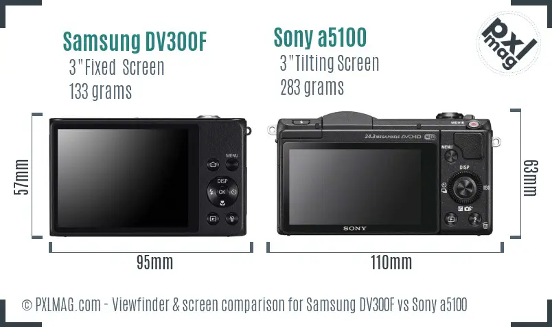 Samsung DV300F vs Sony a5100 Screen and Viewfinder comparison