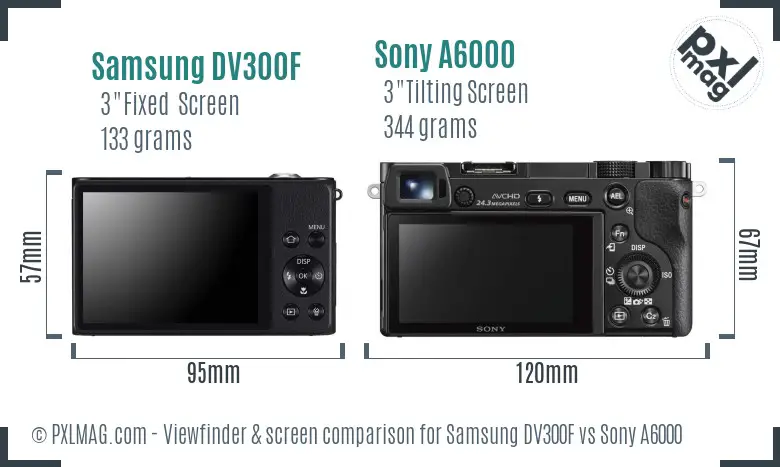 Samsung DV300F vs Sony A6000 Screen and Viewfinder comparison