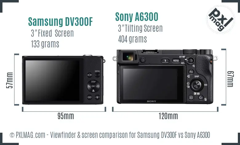 Samsung DV300F vs Sony A6300 Screen and Viewfinder comparison